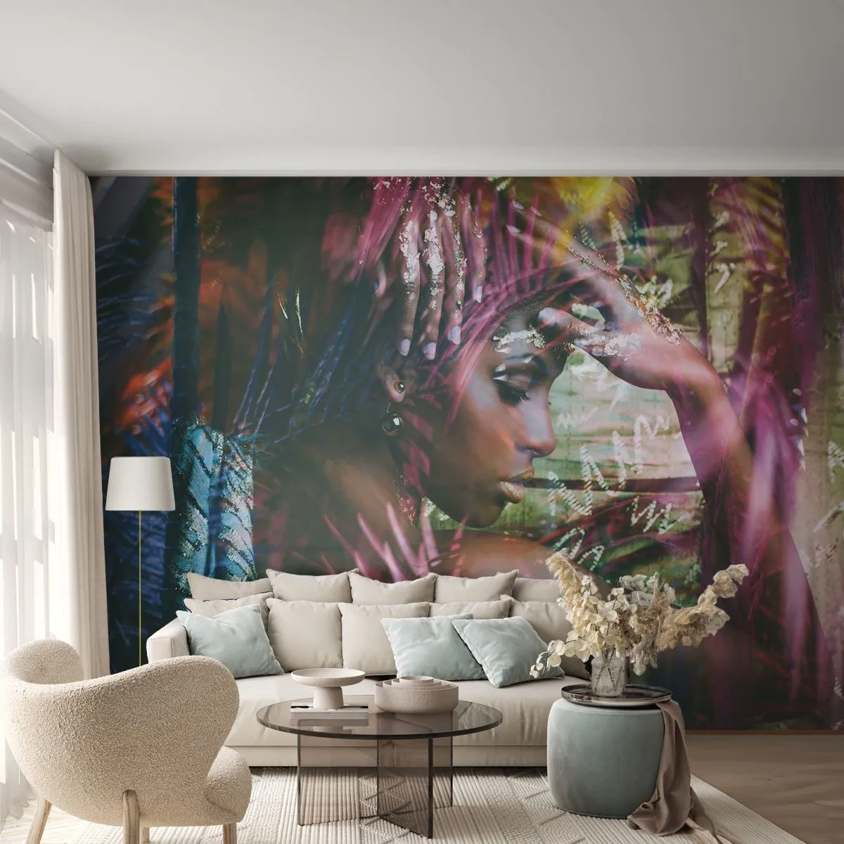 Fototapet Premium Canvas - Moder Natur i junglen - Kvinde, Afrika, Afrika - 350x256 cm