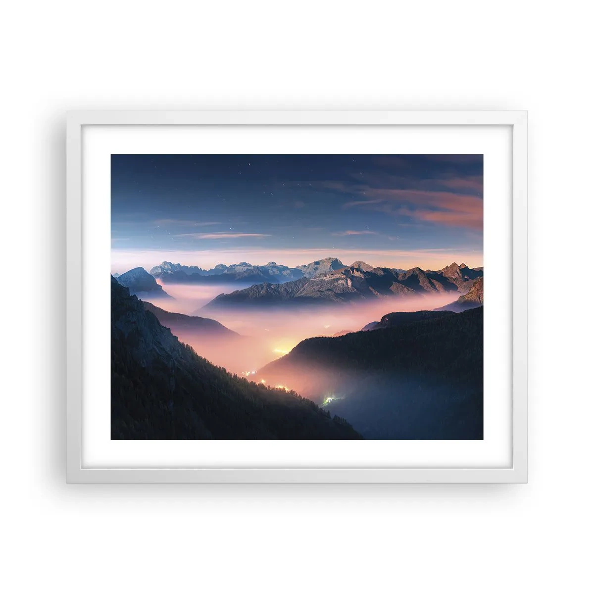 Plakat i hvid ramme - Lys i dalene - 50x40 cm