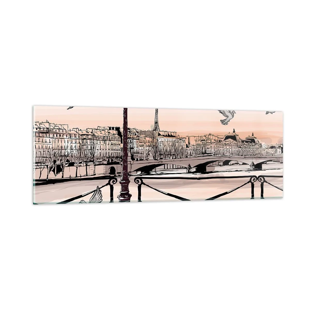 Billede på glas - Over Paris' hustage - 90x30 cm