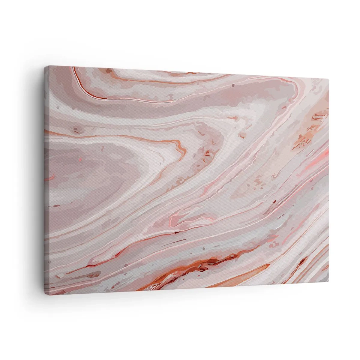 Lærredstryk - Billede på lærred - Abstrakte bølger i sarte nuancer af lyserød og beige - 70x50cm - Flydende lyserødt - Moderne vægdekoration til stue og soveværelse ARTTOR