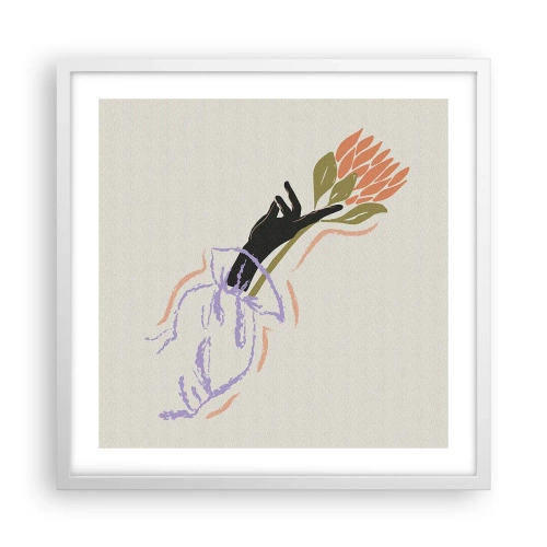 Plakat i hvid ramme - En søsterlig berøring - 50x50 cm