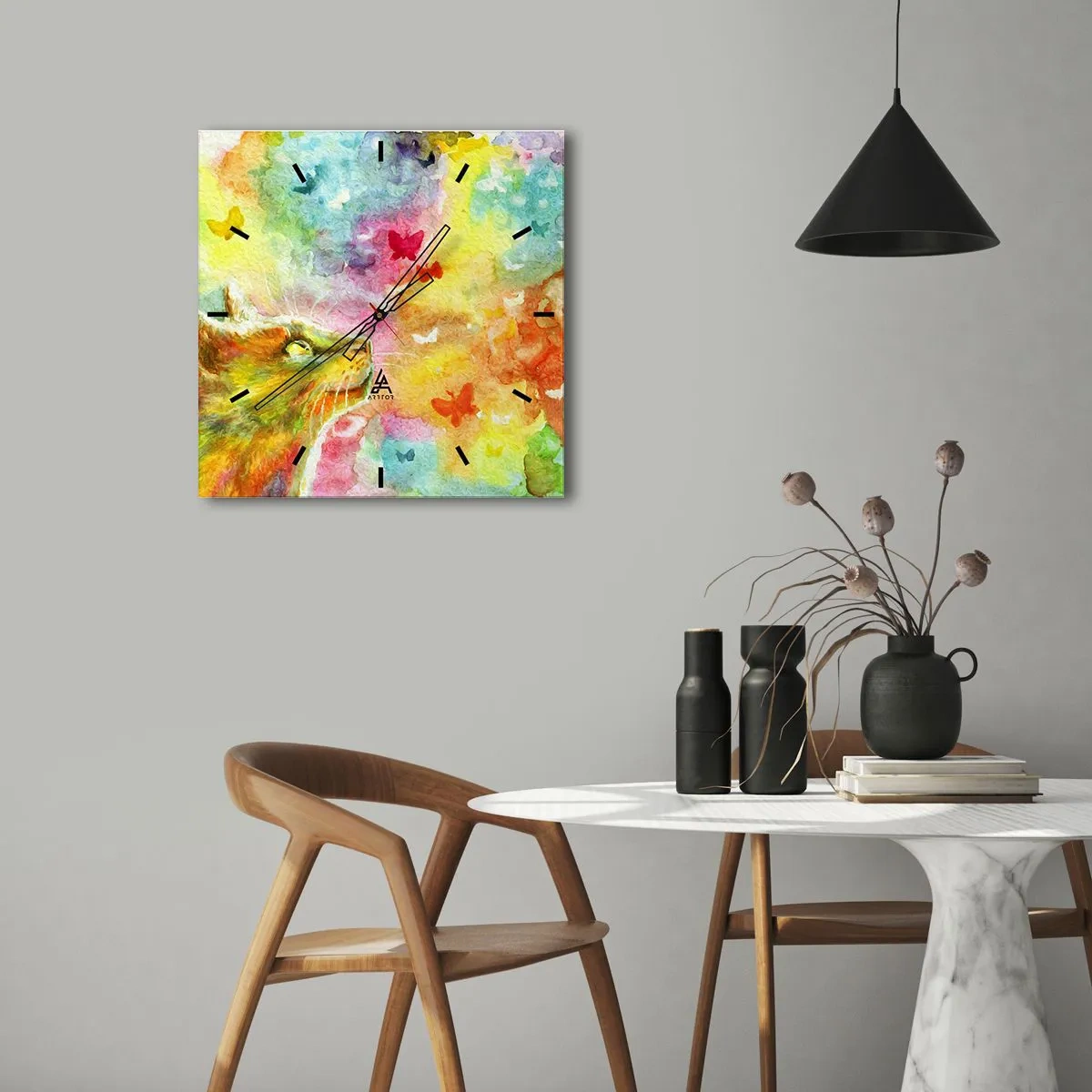 Vægur, Uret - Kattens høje himmel - 40x40 cm