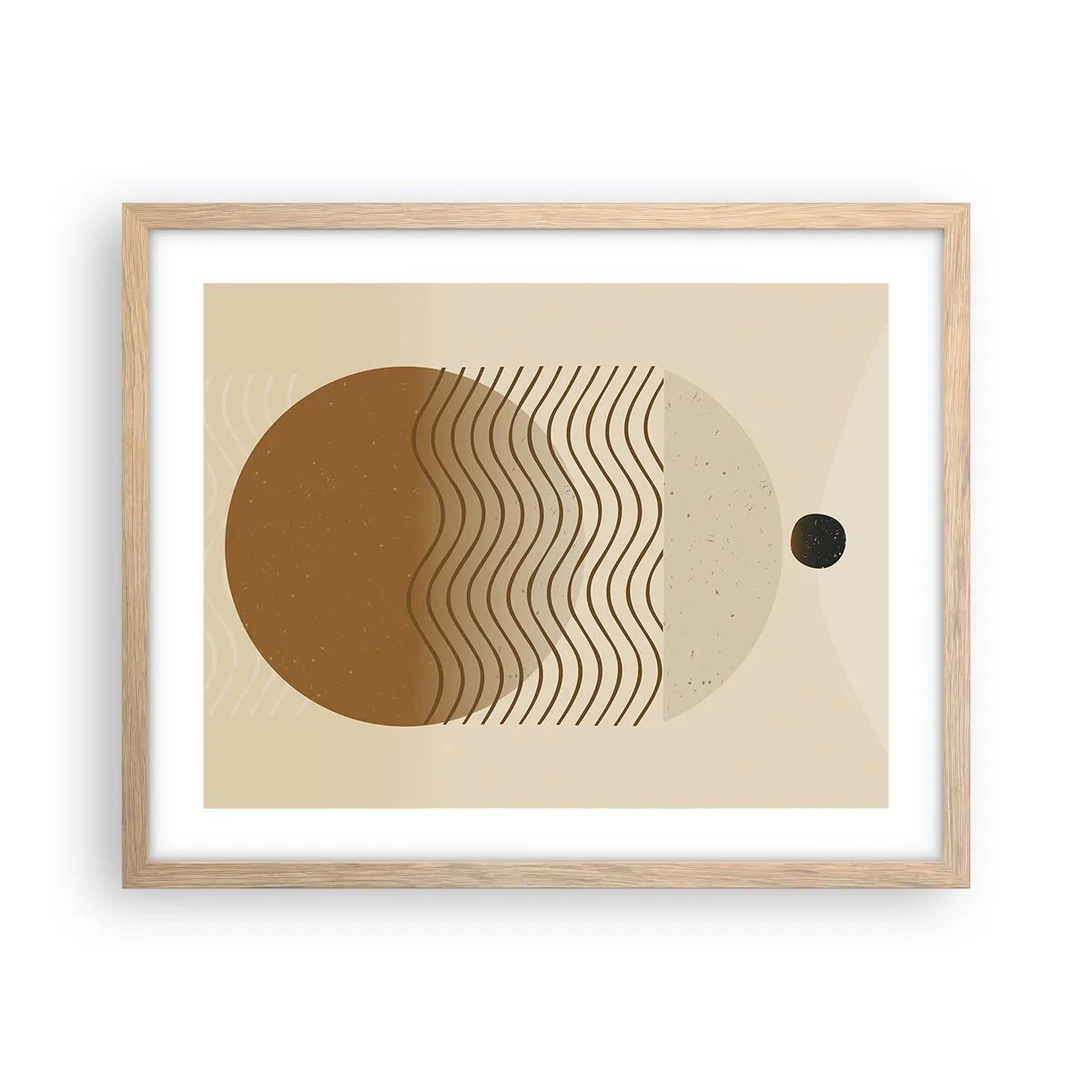 Plakat i ramme af lyst egetræ - Om geometriske figurers oprindelse - 50x40 cm