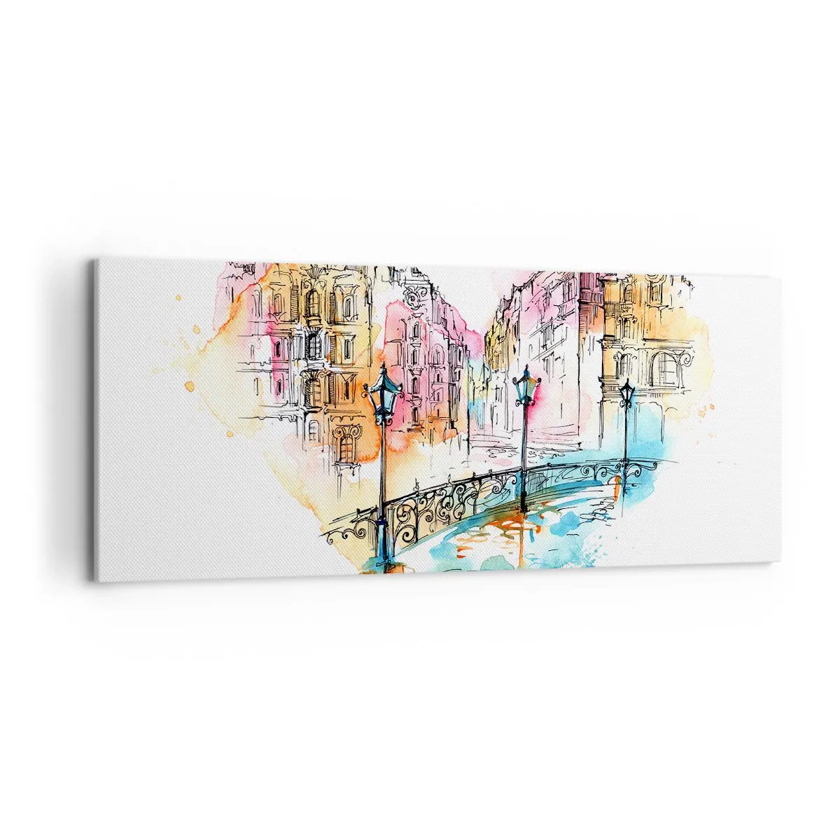 Lærredstryk - Billede på lærred - Byens hjerte - 120x50 cm