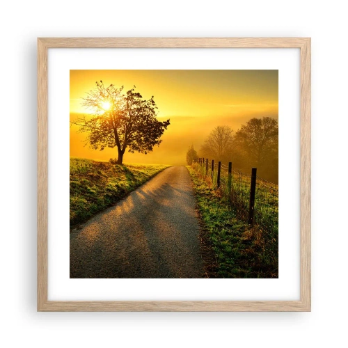Plakat i ramme af lyst egetræ - Kære eftermiddag - 40x40 cm