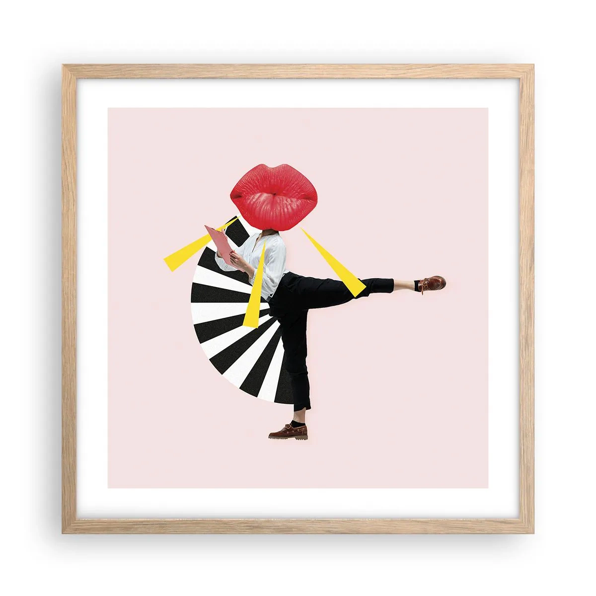 Plakat i ramme af lyst egetræ - Surrealistisk popkunst - 50x50 cm