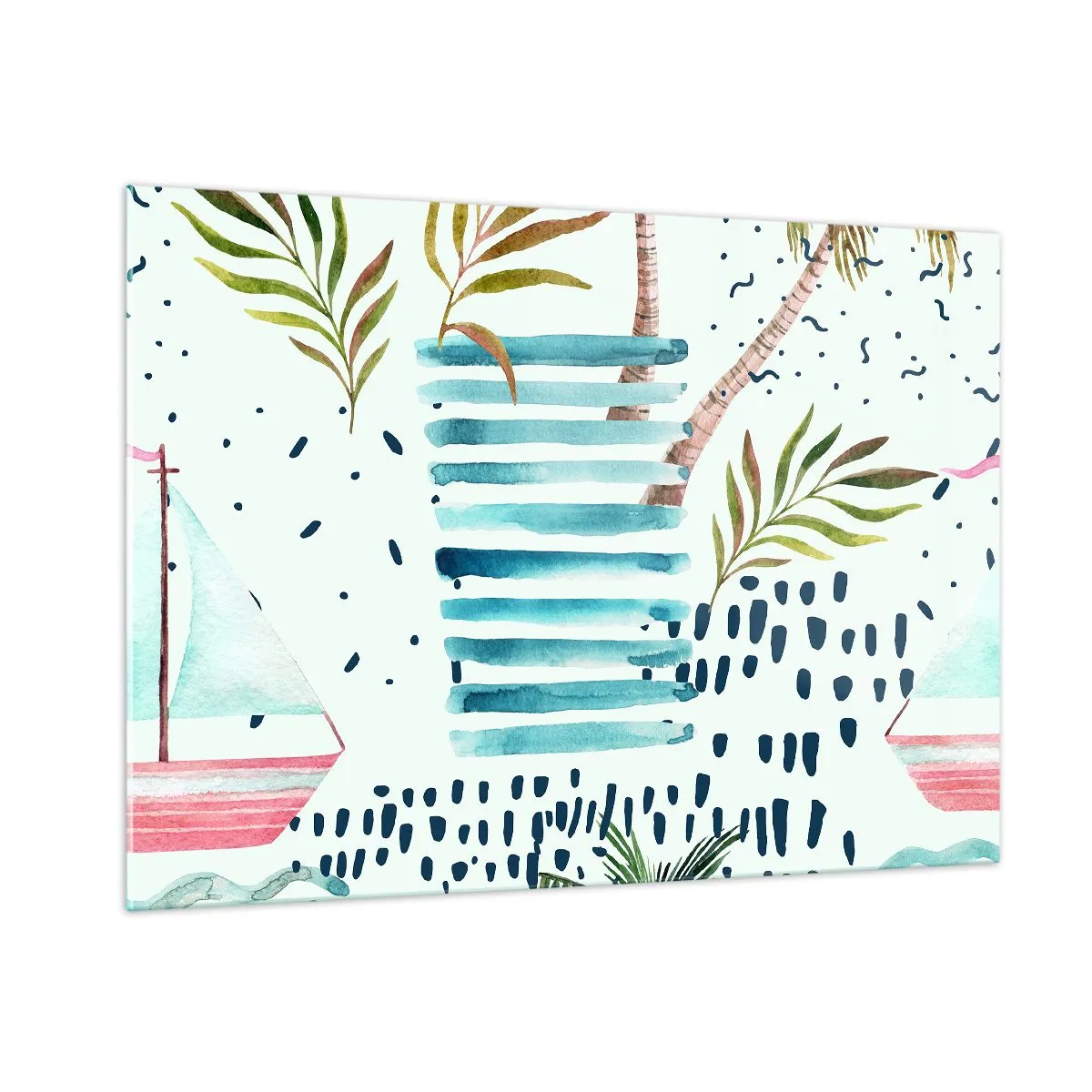 Billede på glas - Ferie under palmerne - 100x70 cm