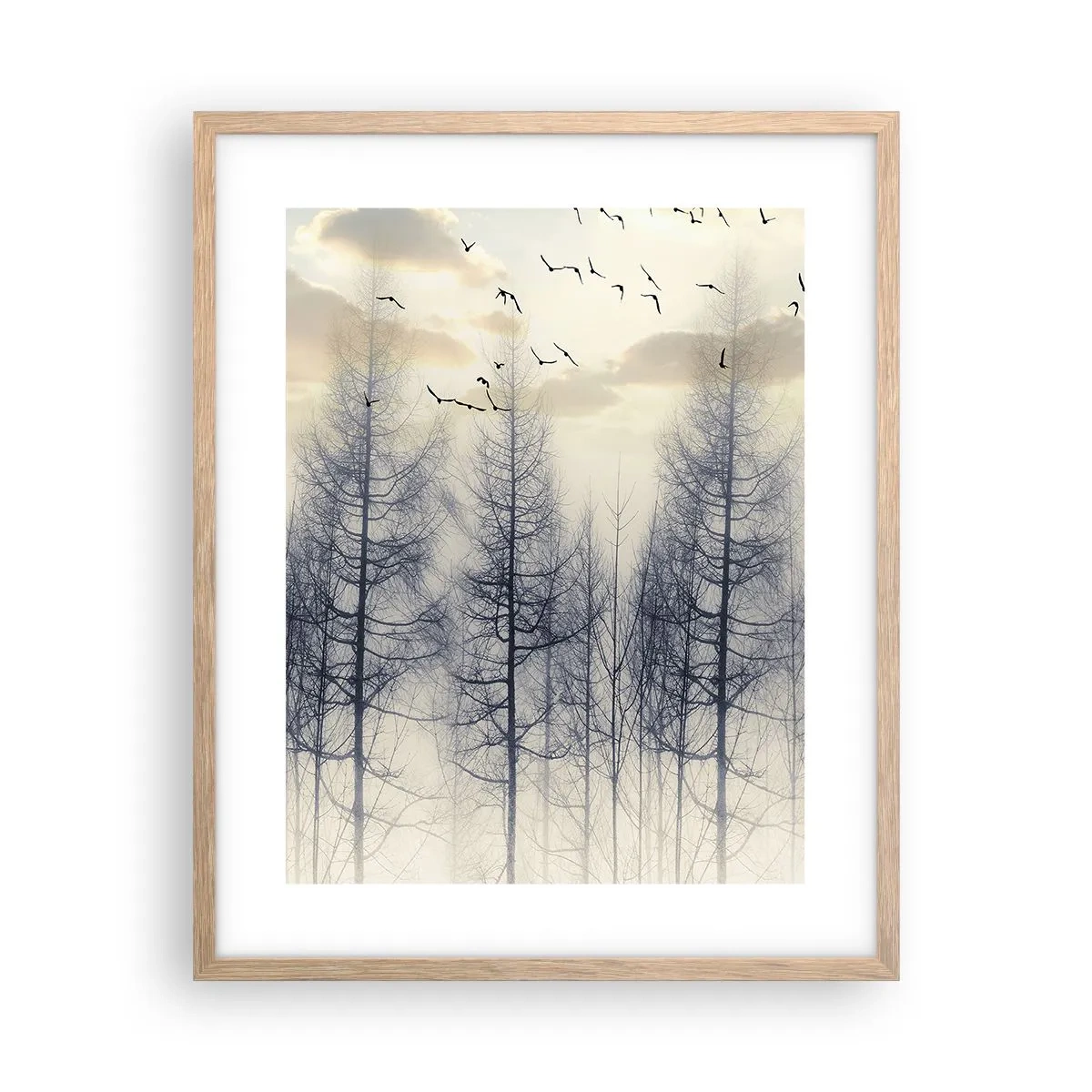 Plakat i ramme af lyst egetræ - Skovånder - 40x50 cm