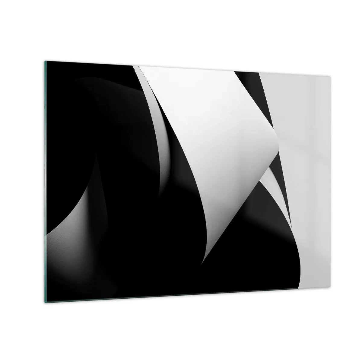 Billede på glas - En minimalistisk komposition med sorte og hvide flader - 70x50cm - Lysflader fra skyggernes dybder - Moderne vægdekoration til stue og soveværelse ARTTOR