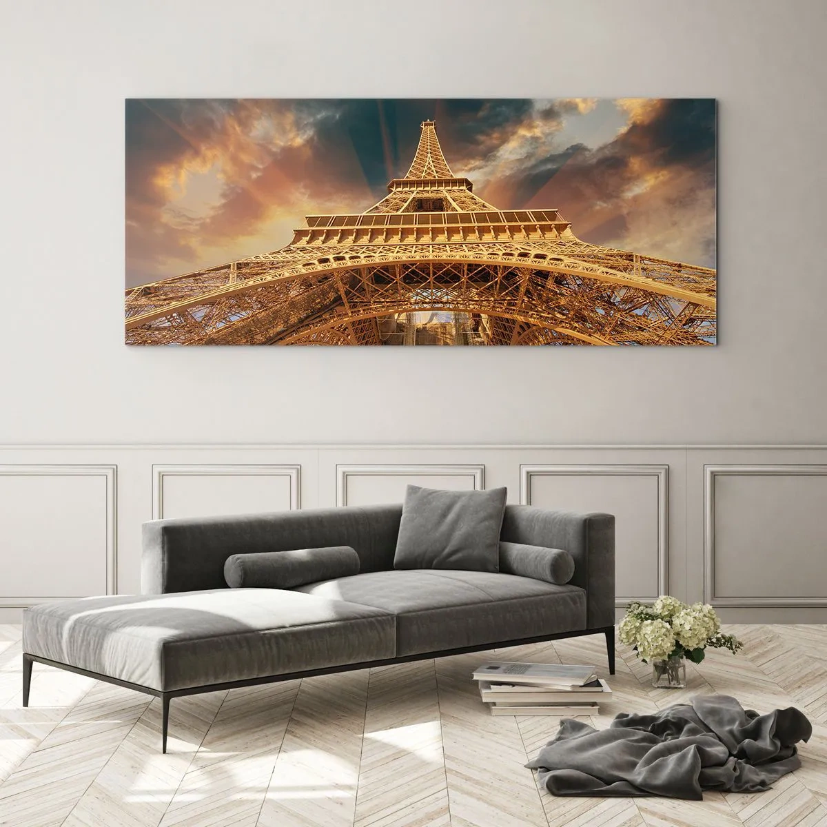 Billede på glas - Hvordan menneskeheden nåede himlen - 140x50 cm