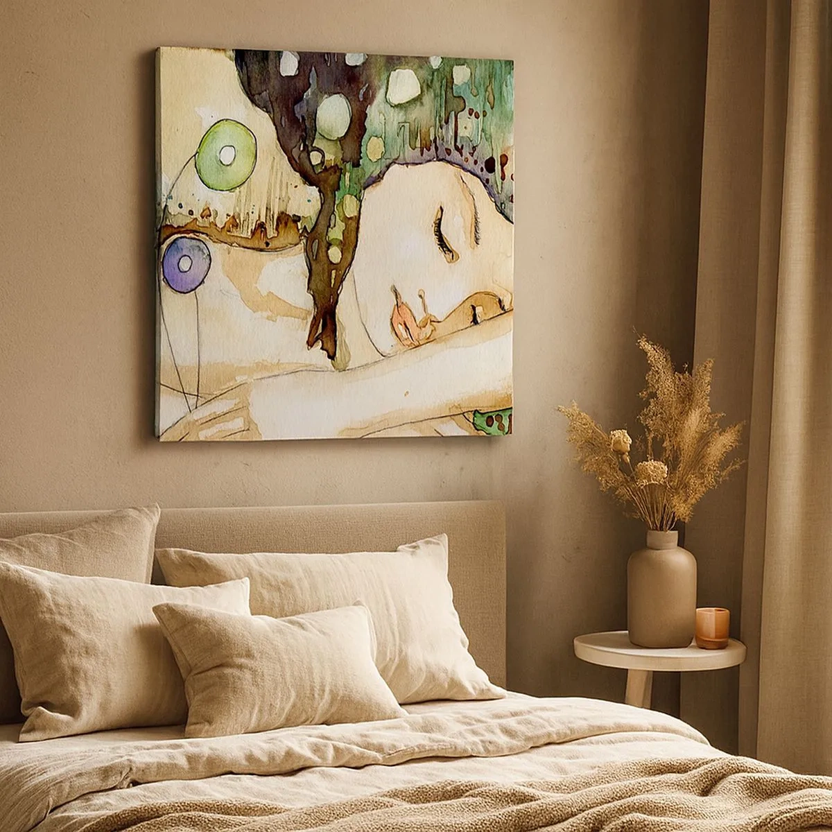 Lærredstryk - Billede på lærred - Smaragd-violet drøm - 30x30 cm