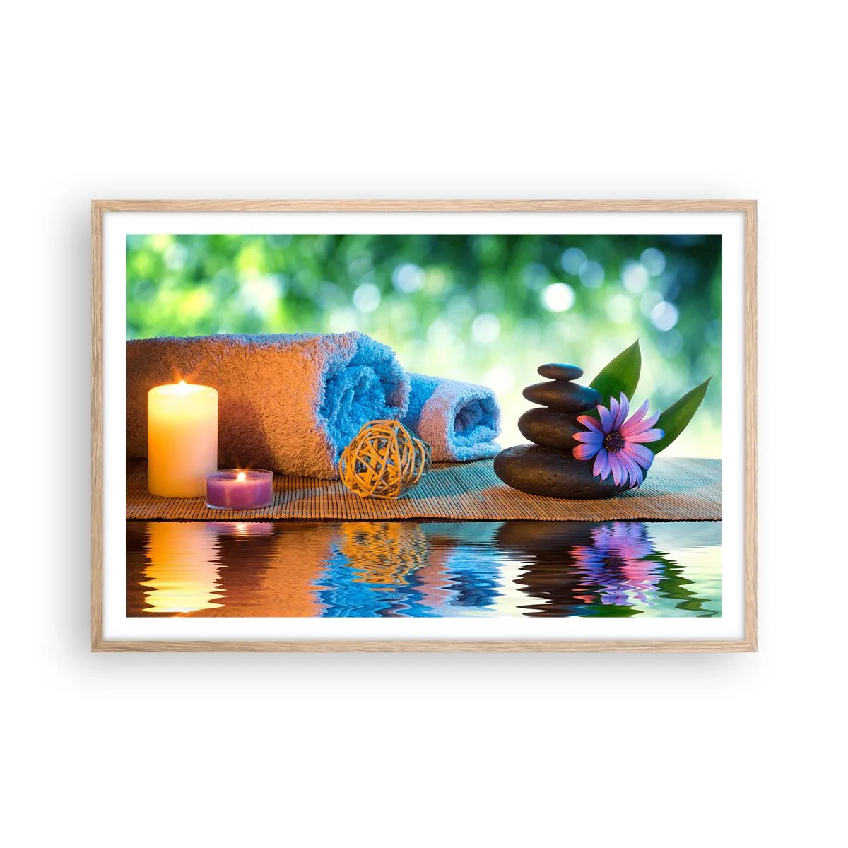 Plakat i ramme af lyst egetræ - Tid til kroppen - 91x61 cm