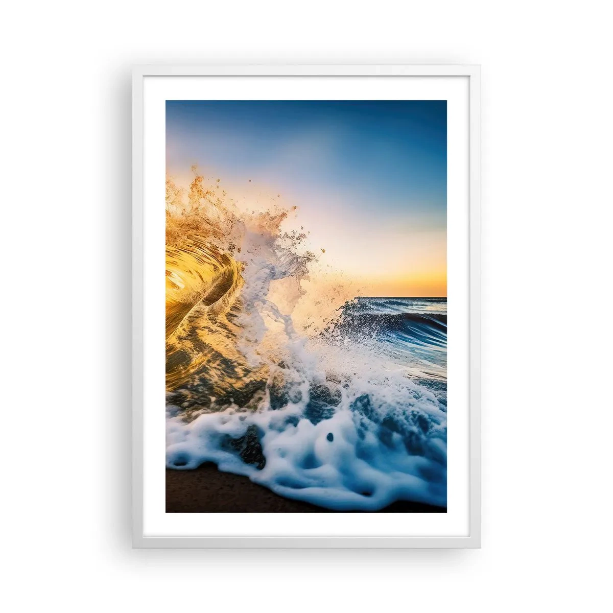 Plakat i hvid ramme - Leg på sandet - 50x70 cm