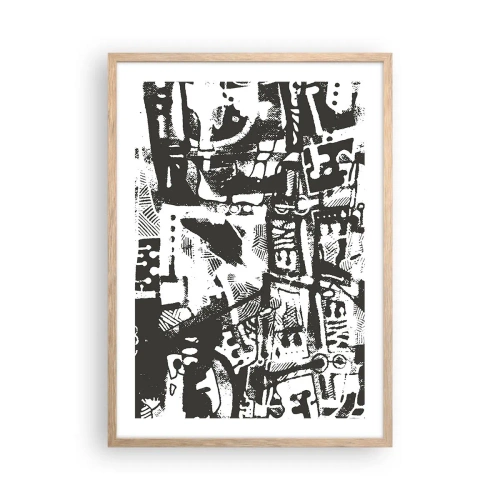 Plakat i ramme af lyst egetræ - Orden eller kaos? - 50x70 cm