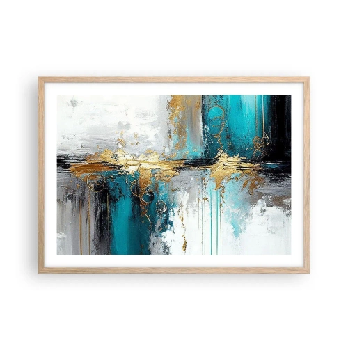 Plakat i ramme af lyst egetræ - Alting flyder - 70x50 cm