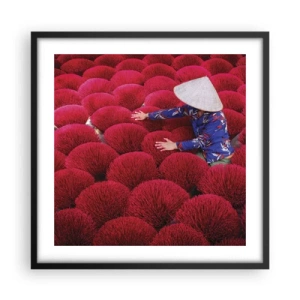 Plakat i sort ramme - I en rismark - 50x50 cm