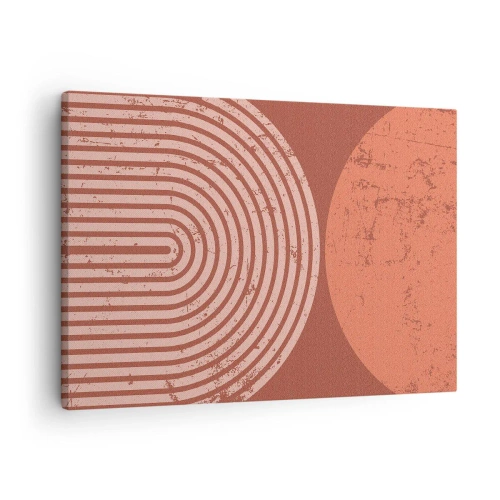 Lærredstryk - Billede på lærred - Geometriske mønstre i terrakottafarver på en vintage baggrund - 70x50cm - Tæt forhold - Moderne vægdekoration til stue og soveværelse ARTTOR