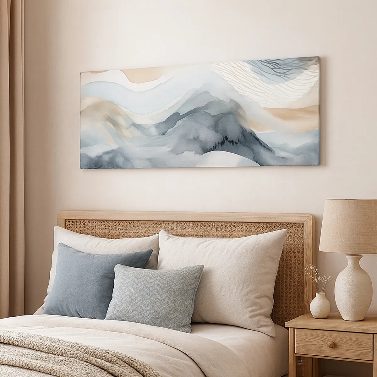 Lærredstryk - Billede på lærred - Abstraktion af sne og tåge - 30x30 cm