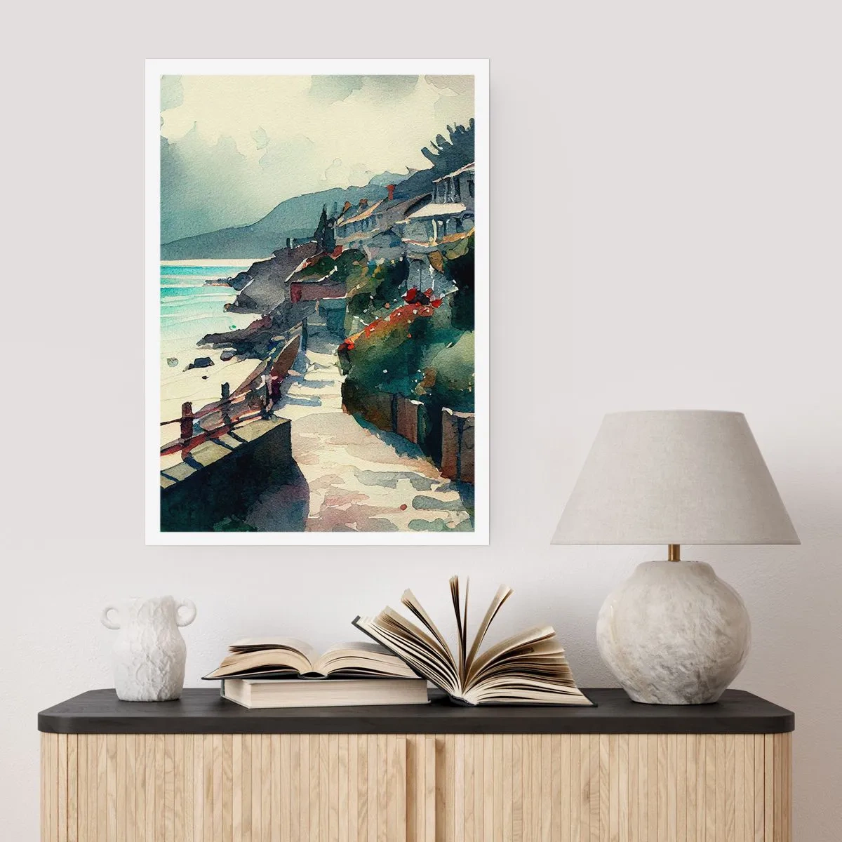 Plakat - Middelhavsby - 30x40 cm