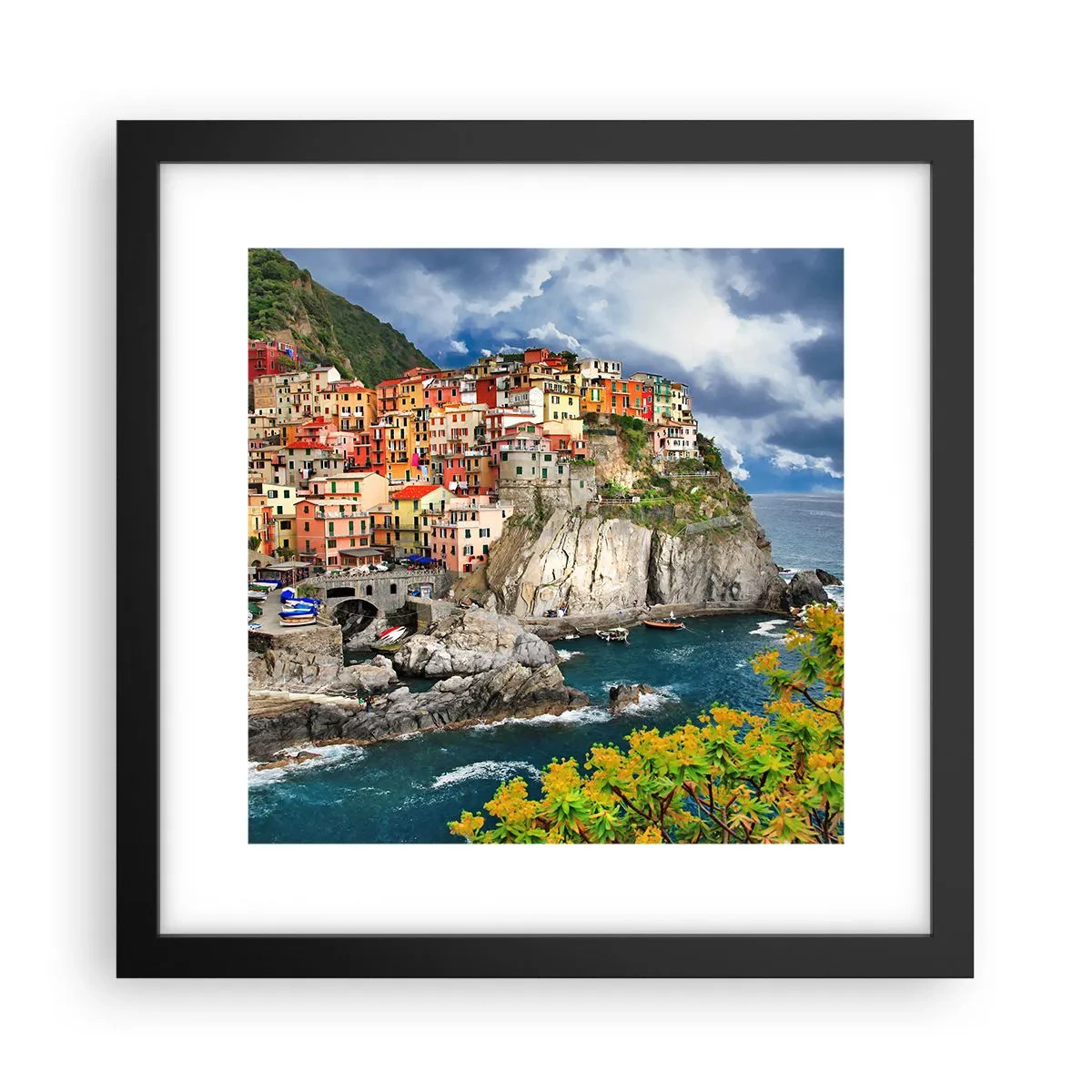 Plakat i sort ramme - En klynge klæber sig til klipperne - 30x30 cm
