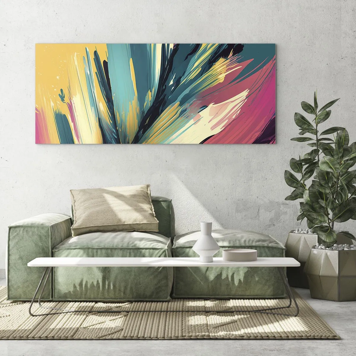 Billede på glas - Komposition - en eksplosion af glæde - 100x40 cm