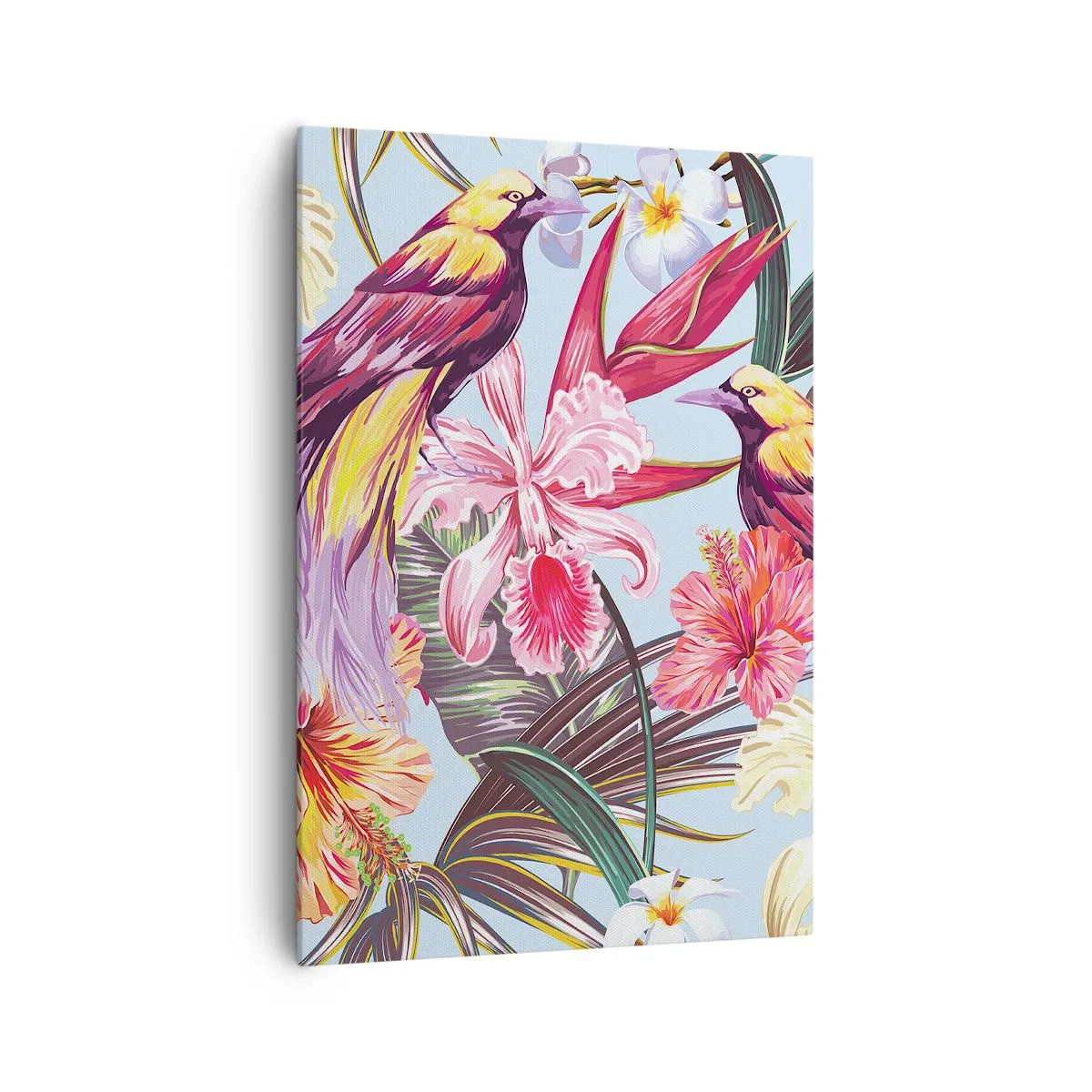 Lærredstryk - Billede på lærred - Kronblade og fjer - 70x100 cm