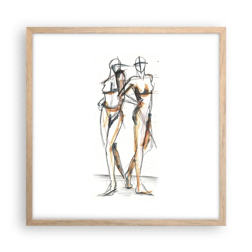 Plakat i ramme af lyst egetræ - En undersøgelse af charme - 50x50 cm