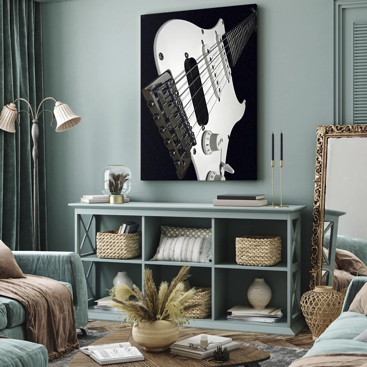 Lærredstryk - Billede på lærred - Lyd skjult i hvidt - 50x70 cm