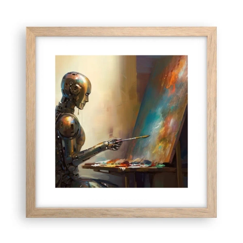 Plakat i ramme af lyst egetræ - Fremtidens kunst - 30x30 cm