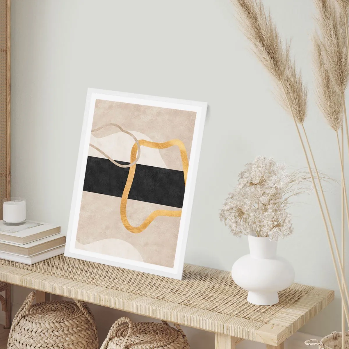 Plakat i hvid ramme - Sløjfeformede former - 61x91 cm
