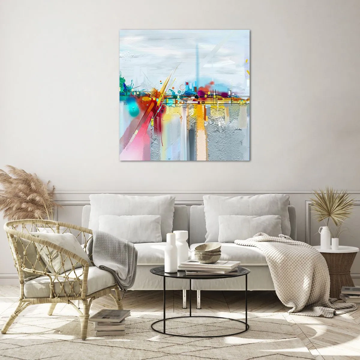 Billede på glas - Glædens bro over livets flod - 40x40 cm