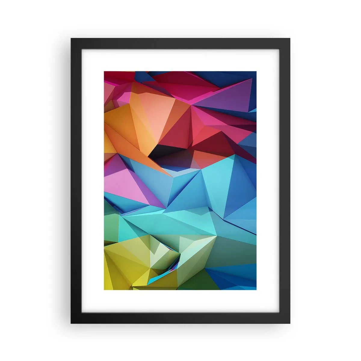 Plakat i sort ramme - Regnbue origami - 30x40 cm