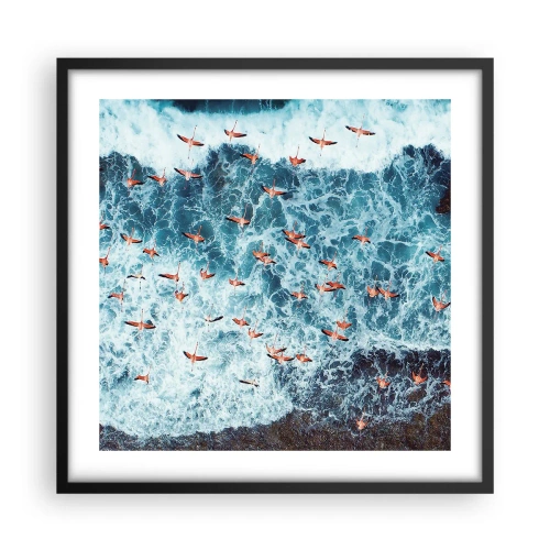 Plakat i sort ramme - Parade ved havet - 50x50 cm