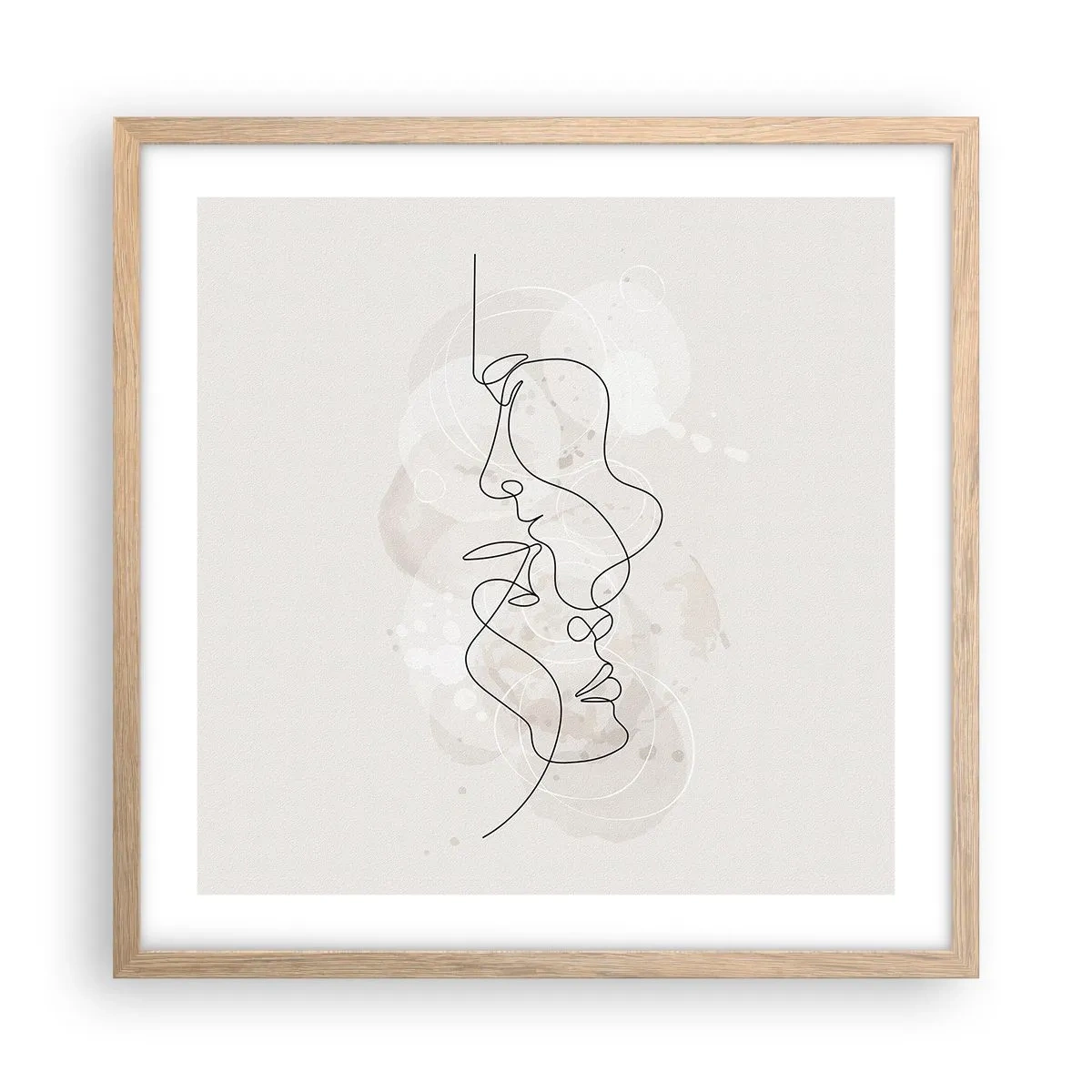 Plakat i ramme af lyst egetræ - Omfavnet i en omfavnelse - 50x50 cm