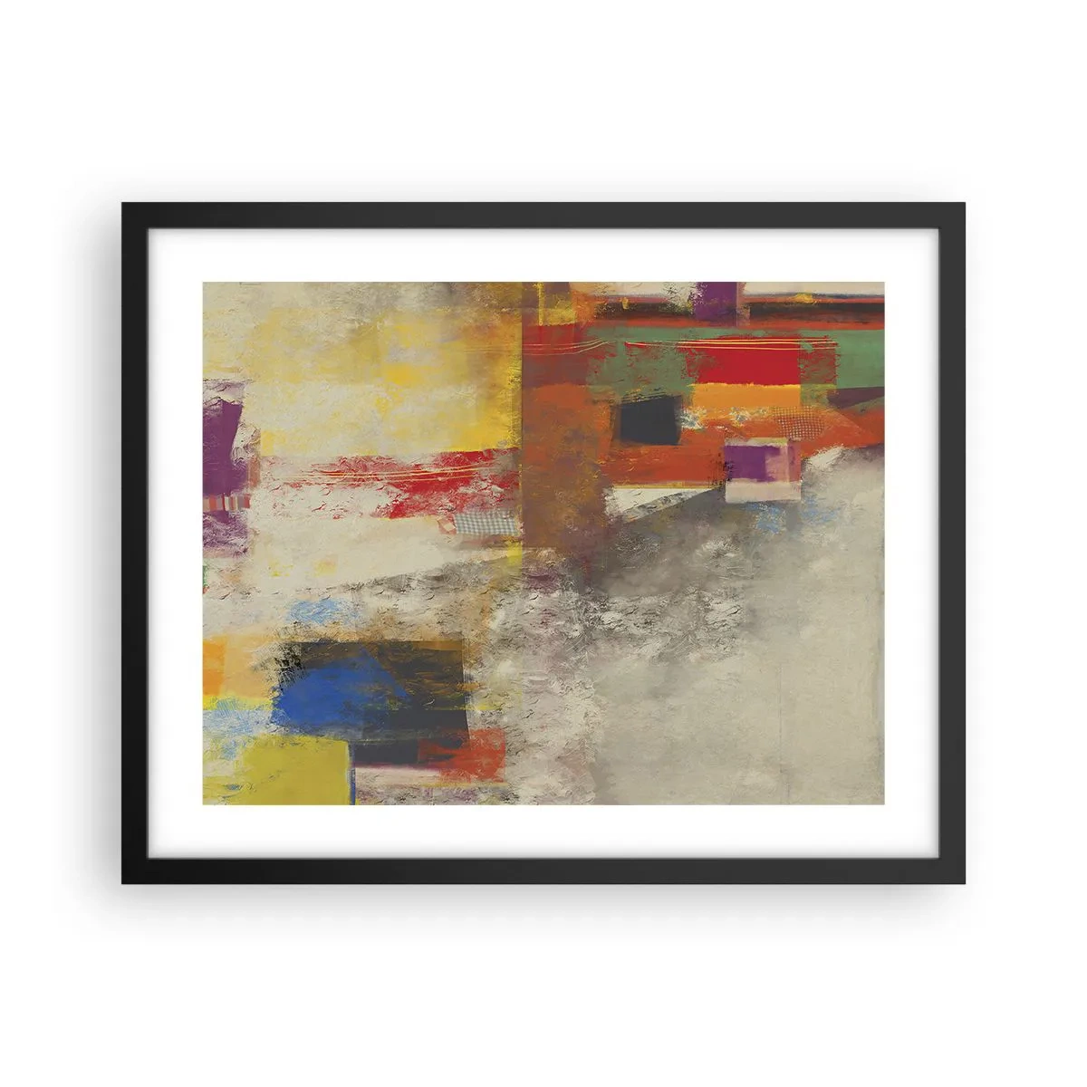 Plakat i sort ramme - Geometri af farver - 50x40 cm