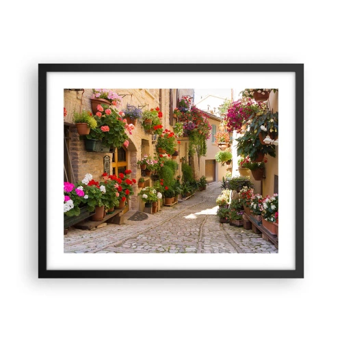 Plakat i sort ramme - I en strøm af blomster - 50x40 cm