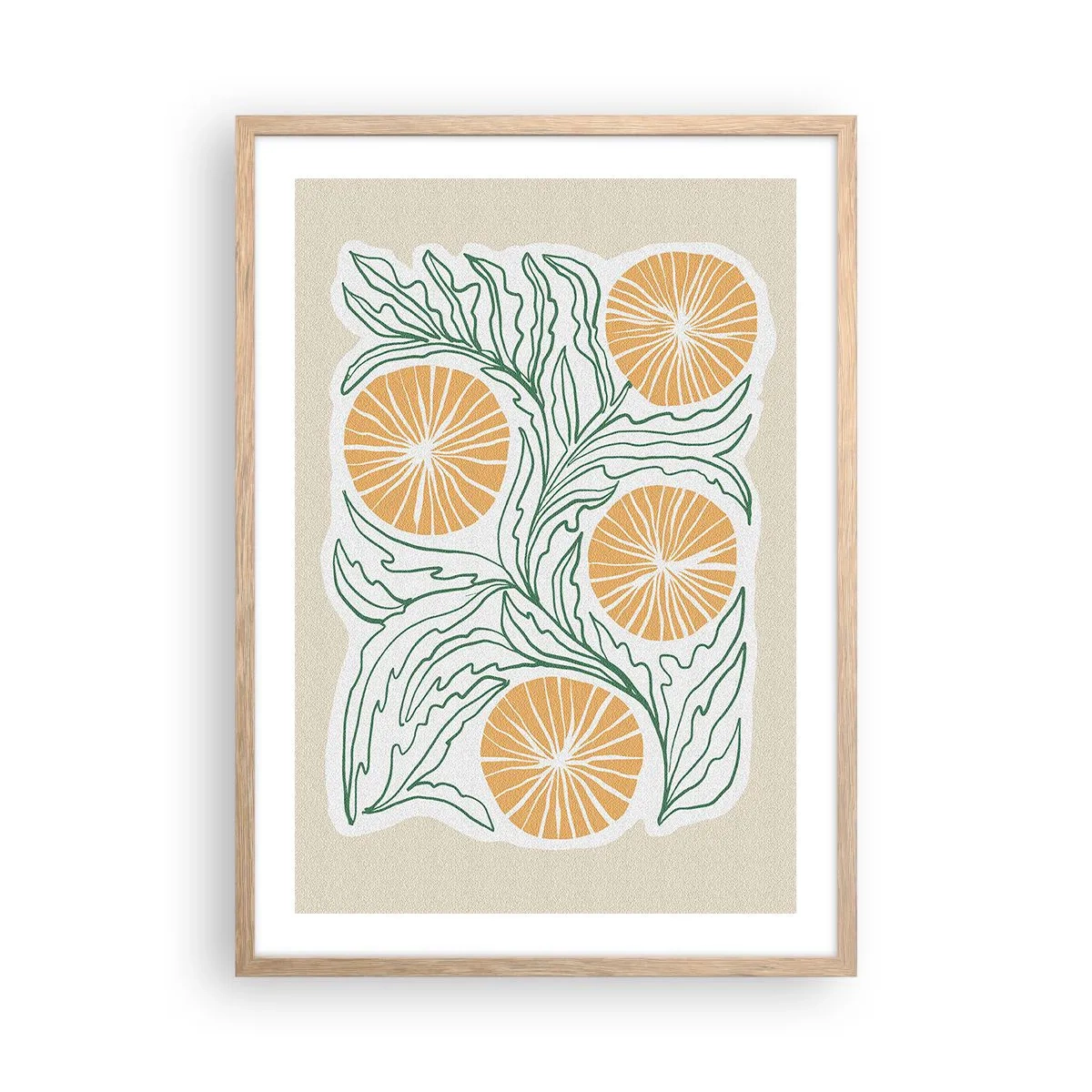 Plakat i ramme af lyst egetræ - Etnisk med et strejf af abstraktion - 50x70 cm