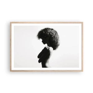 Plakat i ramme af lyst egetræ - Som en blomst på en slank stilk - 91x61 cm
