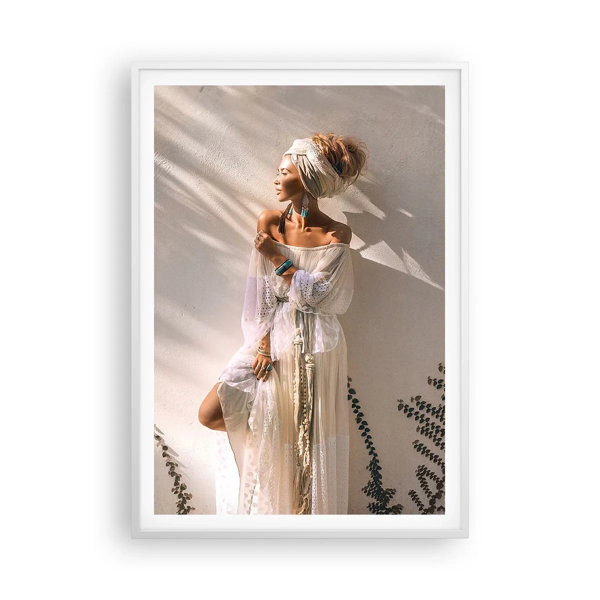 Plakat i hvid ramme - Solen og pigen - 70x100 cm