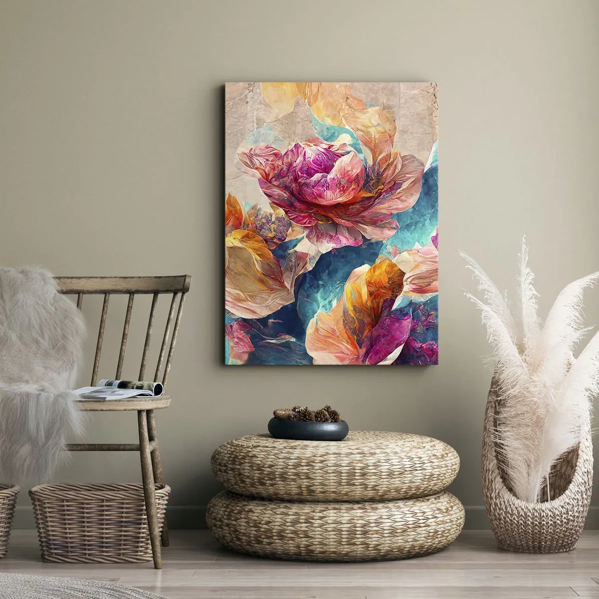 Lærredstryk - Billede på lærred - Den farverige pragt i en buket - 50x70 cm