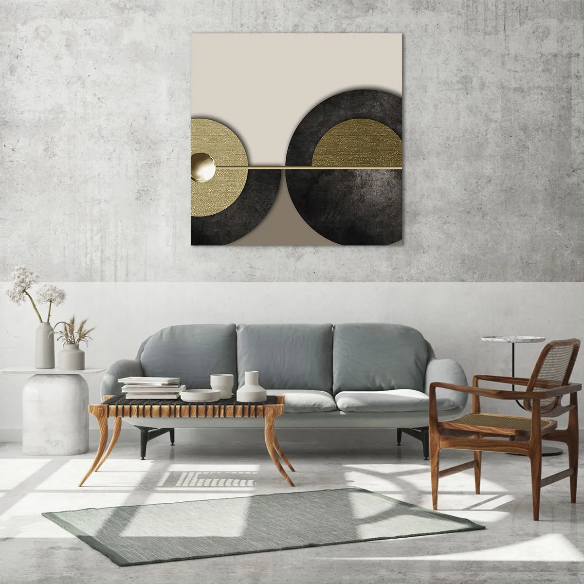 Billede på glas - Variationer omkring en cirkel - 50x50 cm