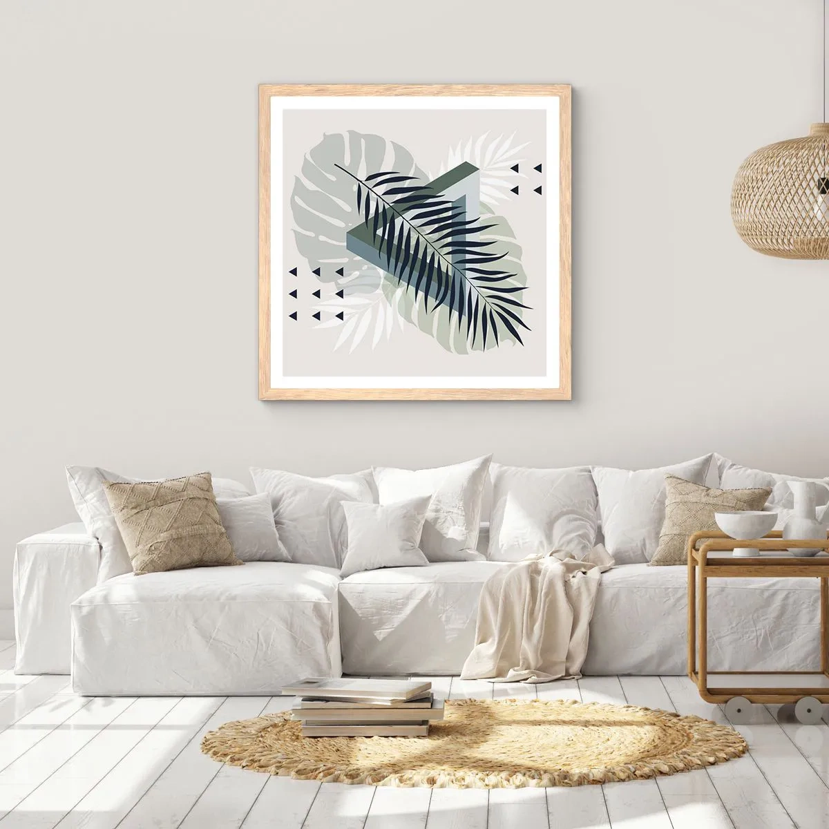 Plakat i ramme af lyst egetræ - Natur og geometri - to ordener? - 50x50 cm