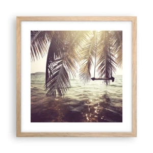 Plakat i ramme af lyst egetræ - Du kan svæve i skyerne efter behag - 40x40 cm