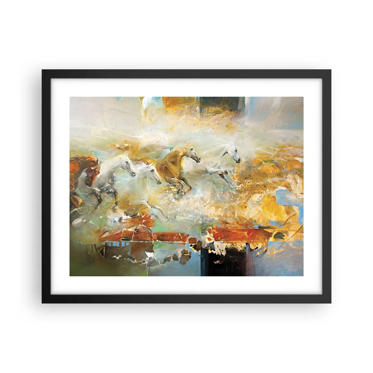 Plakat i sort ramme - Galopperer gennem lyset - 50x40 cm