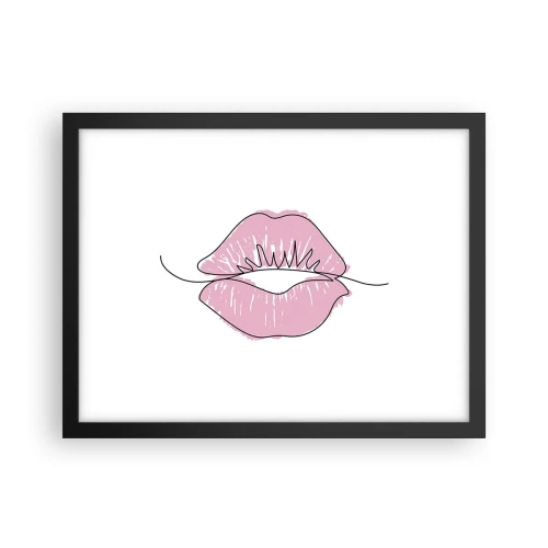 Plakat i sort ramme - Klar til at kysse? - 40x30 cm