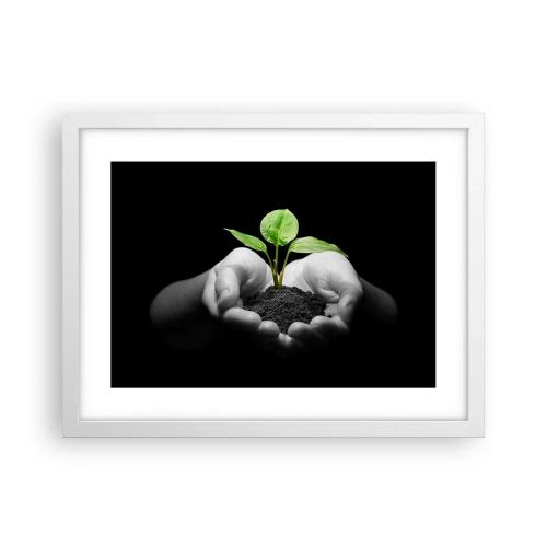 Plakat i hvid ramme - Jeg elsker naturen, jeg beskytter den - 40x30 cm