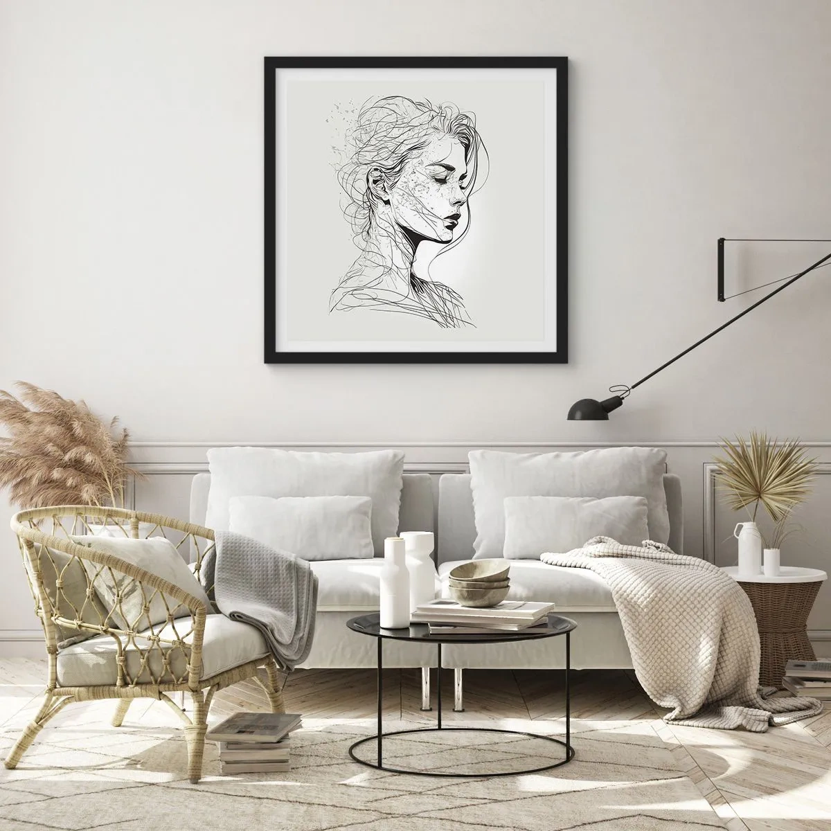 Plakat i sort ramme - Portræt i drømmeri - 50x50 cm