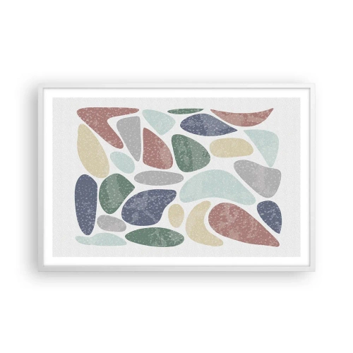 Plakat i hvid ramme - Mosaik af pulveriserede farver - 91x61 cm