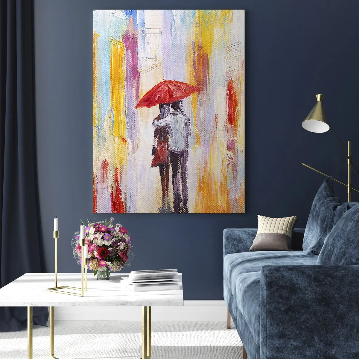 Billede på glas - Lad det regne  mere - 70x100 cm