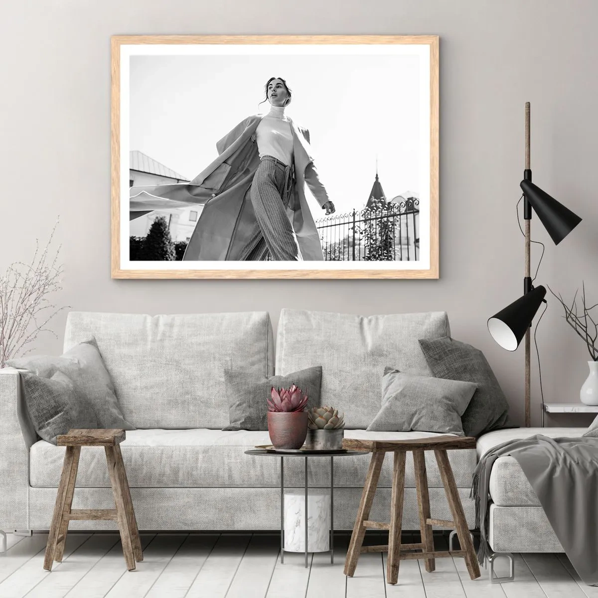 Plakat i ramme af lyst egetræ - Kommer du med mig? - 40x30 cm